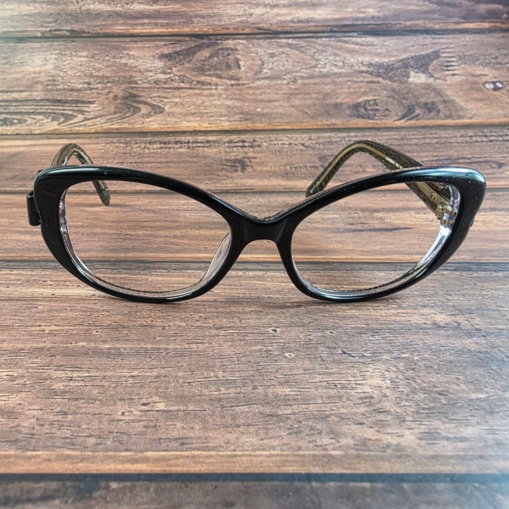 Kate Spade Women's Sunglasses Black Gold Glitter 53mm Cat Eye Frame